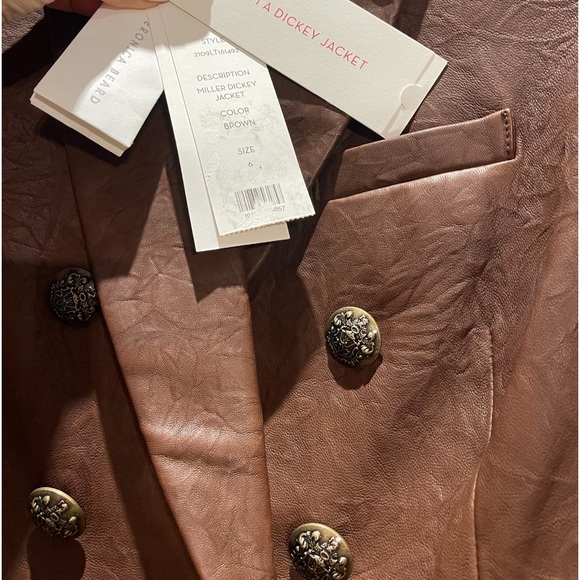 Veronica Beard Miller Dickey Leather Blazer Jacket - Picture 8 of 8